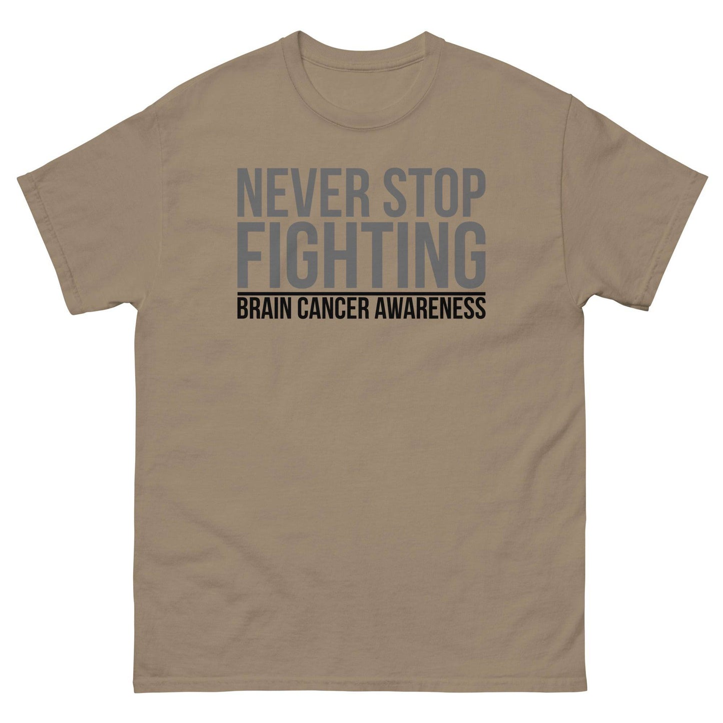 Brain Cancer Never Stop Fighting Tee - JohnVsGBMBrown SavanaS