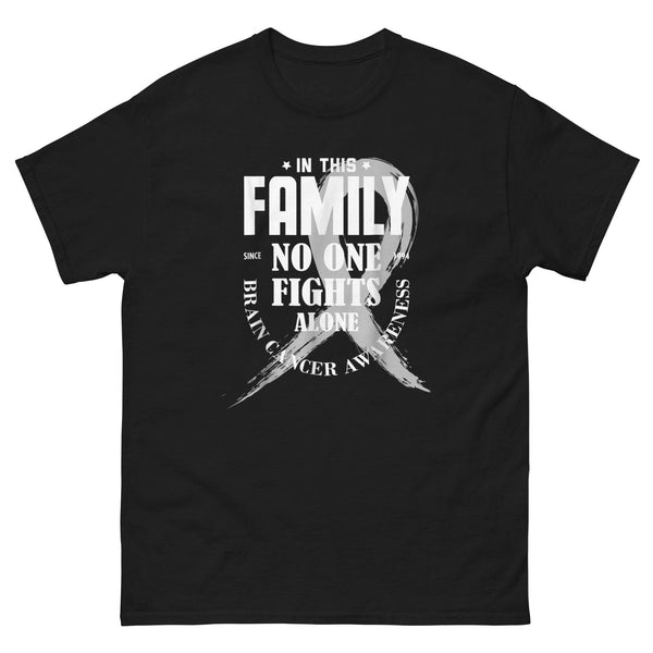 Brain Cancer No One Fights Alone Ribbon Slash Tee - JohnVsGBMBlackS