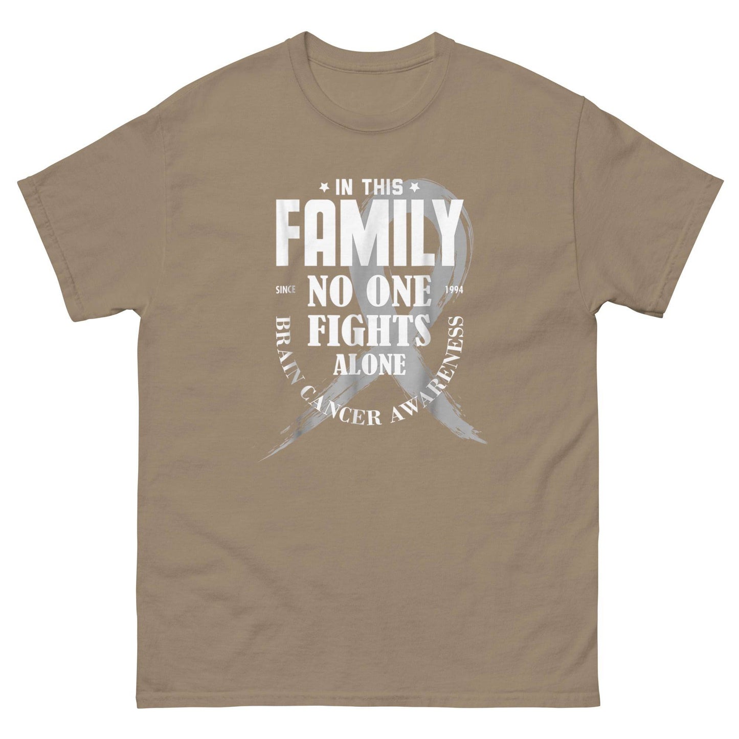 Brain Cancer No One Fights Alone Ribbon Slash Tee - JohnVsGBMBrown SavanaS