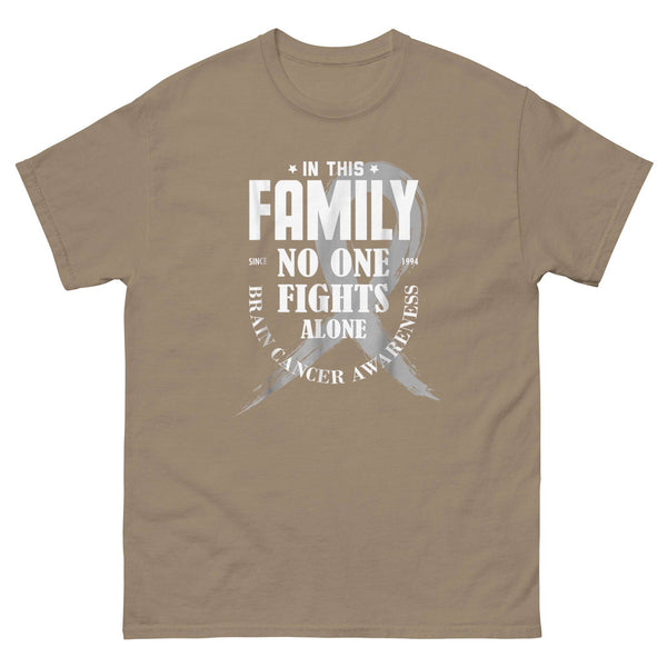 Brain Cancer No One Fights Alone Ribbon Slash Tee - JohnVsGBMBrown SavanaS