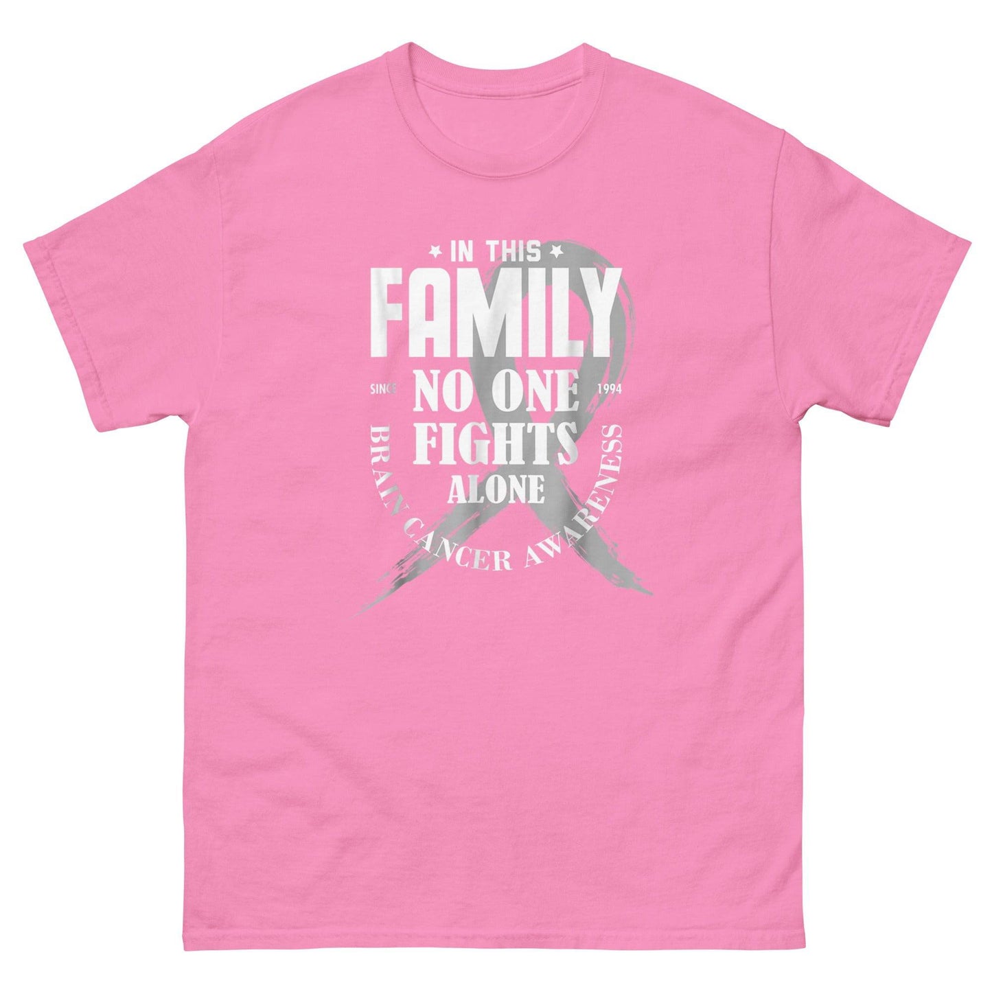 Brain Cancer No One Fights Alone Ribbon Slash Tee - JohnVsGBMAzaleaS