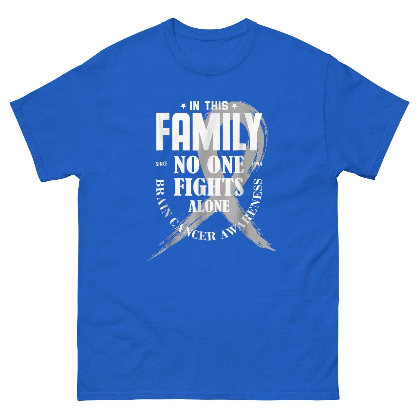 Brain Cancer No One Fights Alone Ribbon Slash Tee - JohnVsGBMRoyalS