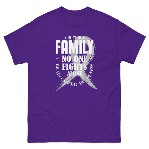 Brain Cancer No One Fights Alone Ribbon Slash Tee - JohnVsGBMPurpleS