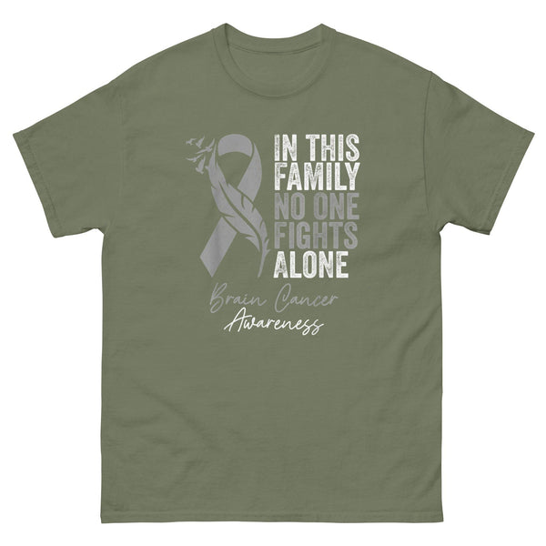 Brain Cancer No One Fights Alone Tee - JohnVsGBMMilitary GreenS