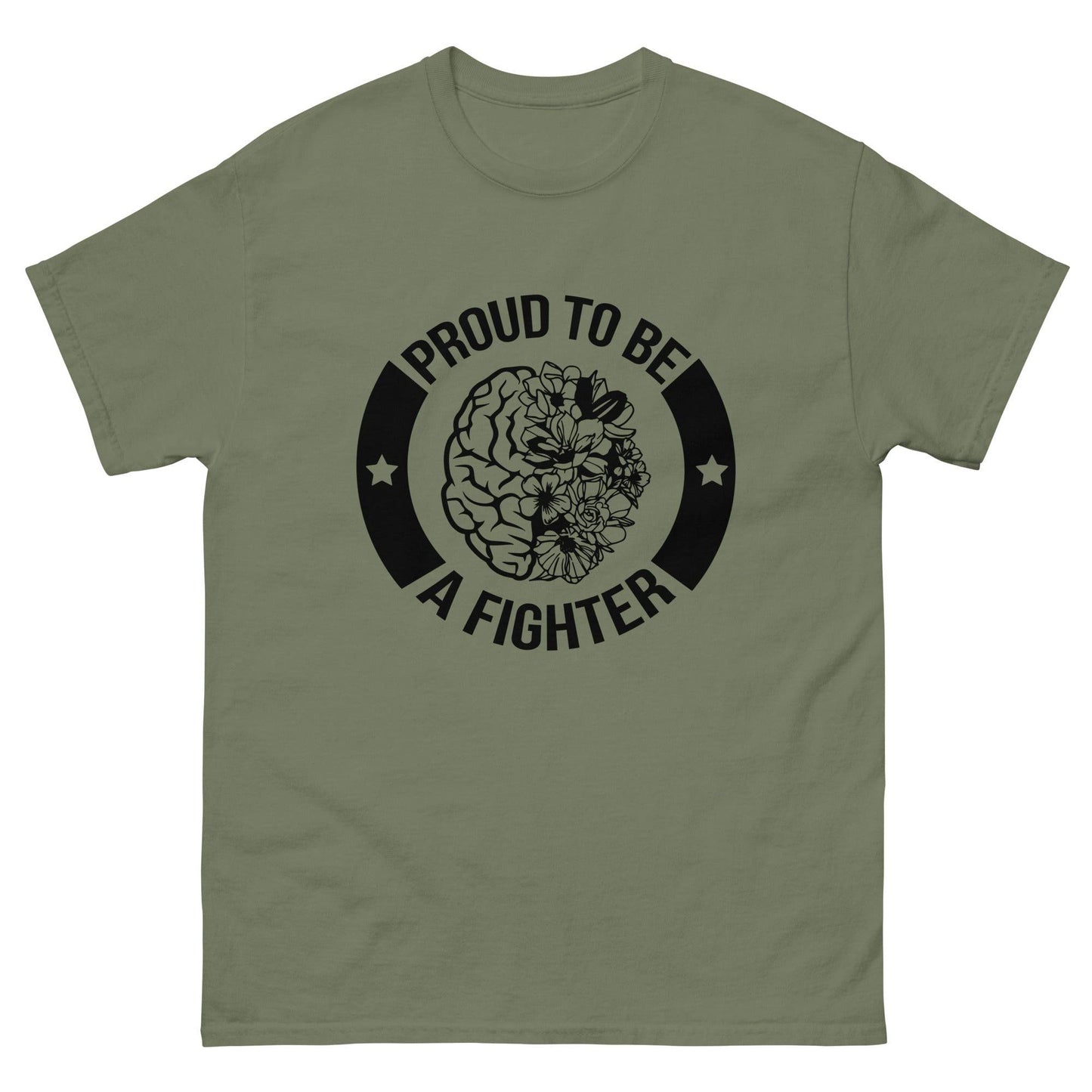 Brain Cancer Proud to Be a Fighter Tee - JohnVsGBMMilitary GreenS