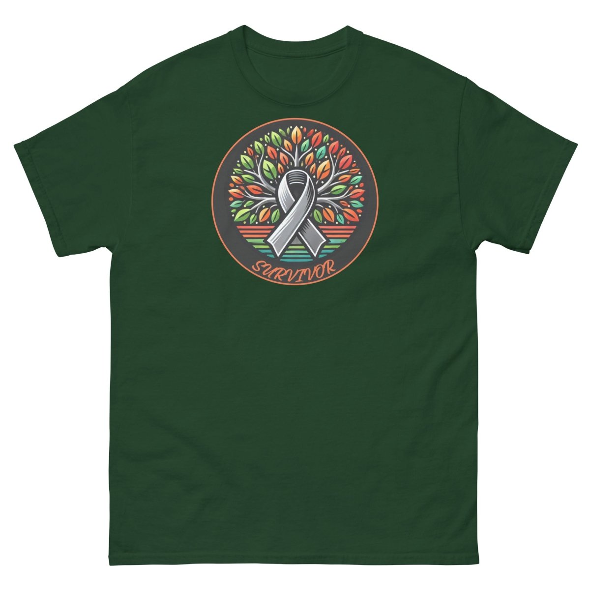 Brain Cancer Retro Tree of Life Tee - JohnVsGBMForest GreenS