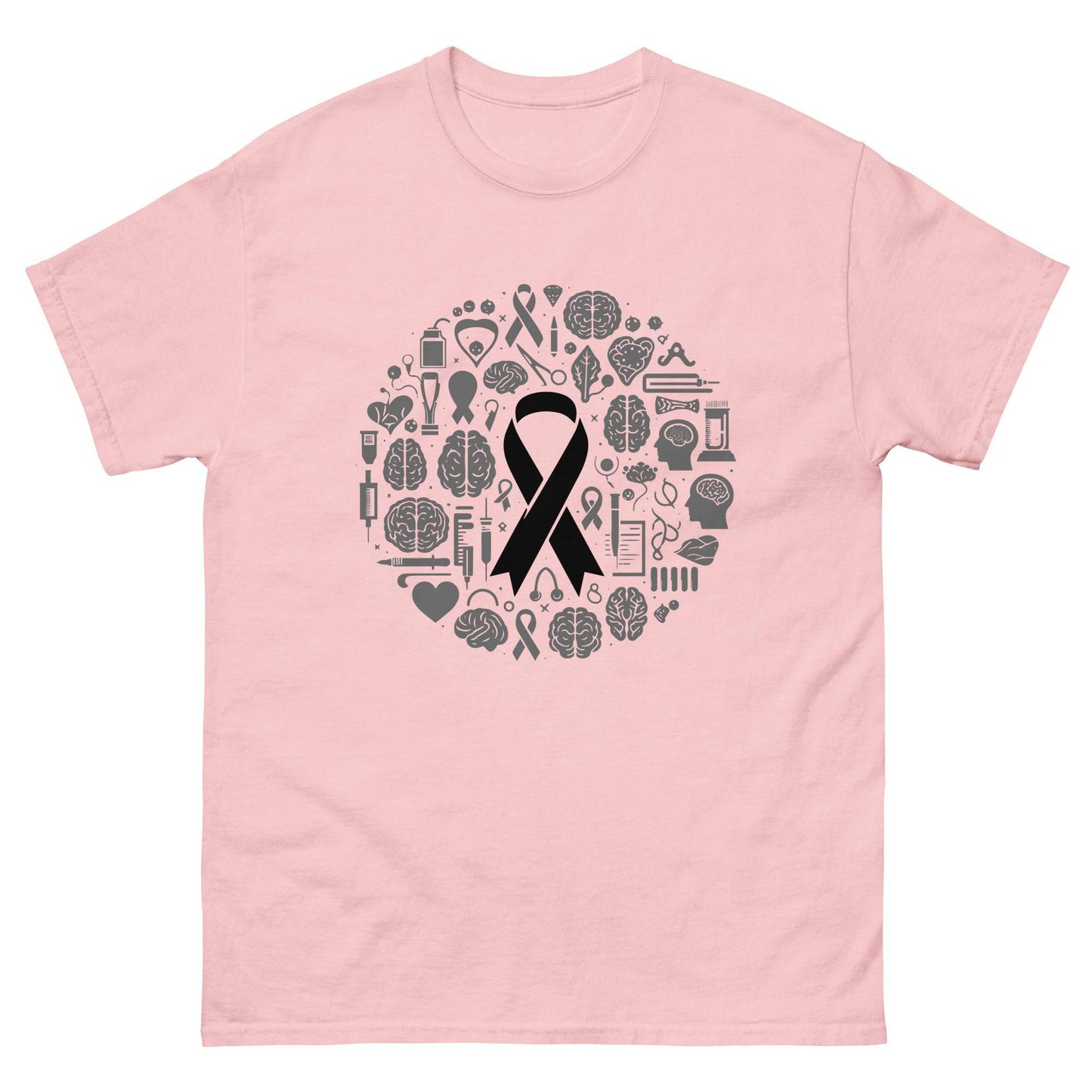 Brain Cancer Ribbon and Brain Tee - JohnVsGBMLight PinkS