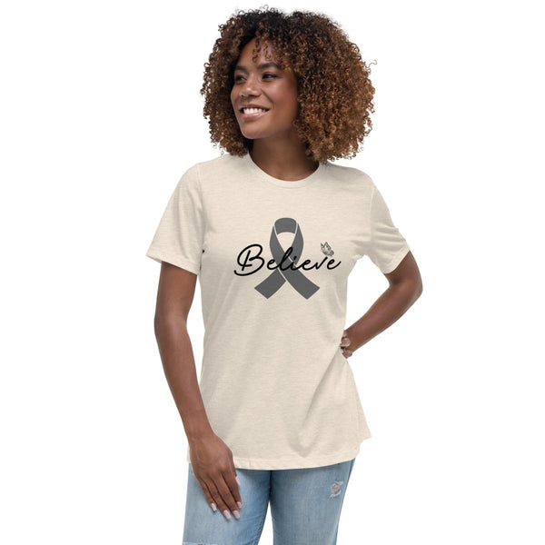 Brain Cancer Women's Believe Tee - JohnVsGBMHeather Prism NaturalS