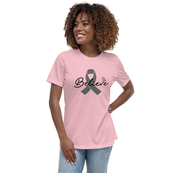 Brain Cancer Women's Believe Tee - JohnVsGBMPinkS