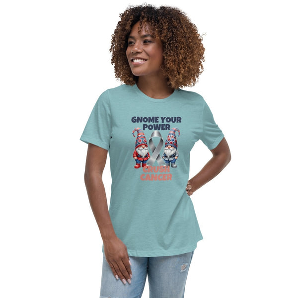 Brain Cancer Women's Crush Gnome Tee - JohnVsGBMHeather Blue LagoonS