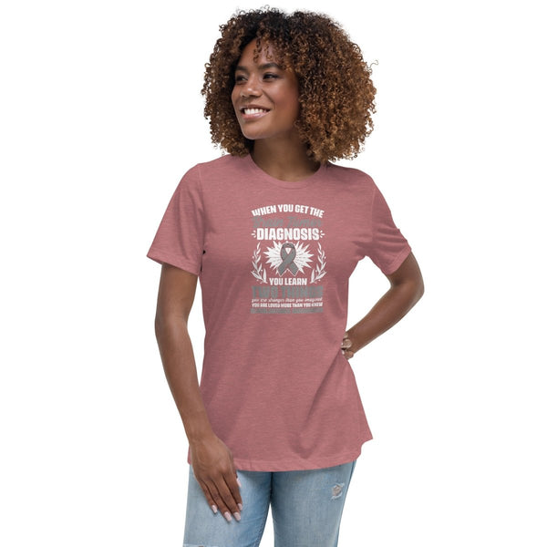 Brain Cancer Women's Diagnosis Tee - JohnVsGBMHeather MauveS