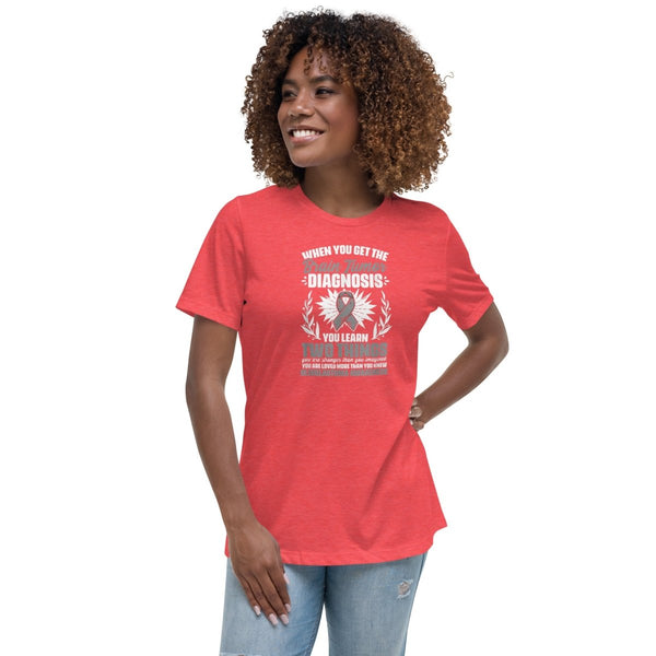 Brain Cancer Women's Diagnosis Tee - JohnVsGBMHeather RedS