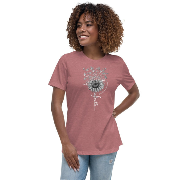 Brain Cancer Women's Faith Butterflies Tee - JohnVsGBMHeather MauveS