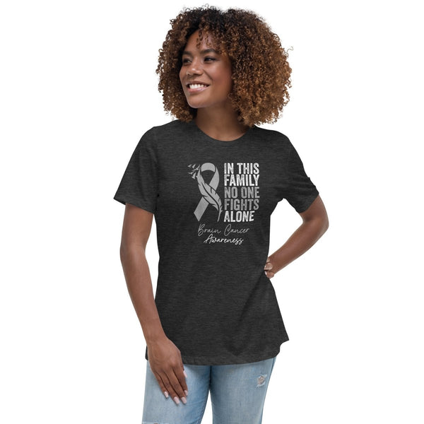 Brain Cancer Women's Fights Alone Tee - JohnVsGBMDark Grey HeatherS