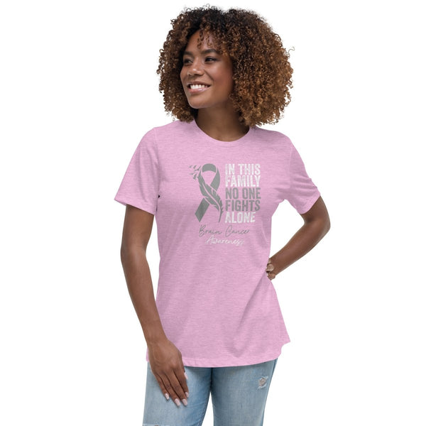 Brain Cancer Women's Fights Alone Tee - JohnVsGBMHeather Prism LilacS