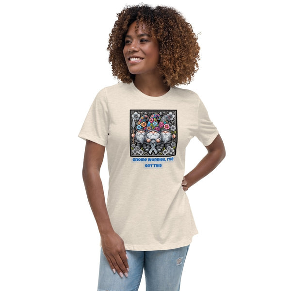 Brain Cancer Women's Gnome Worries Tee - JohnVsGBMHeather Prism NaturalS