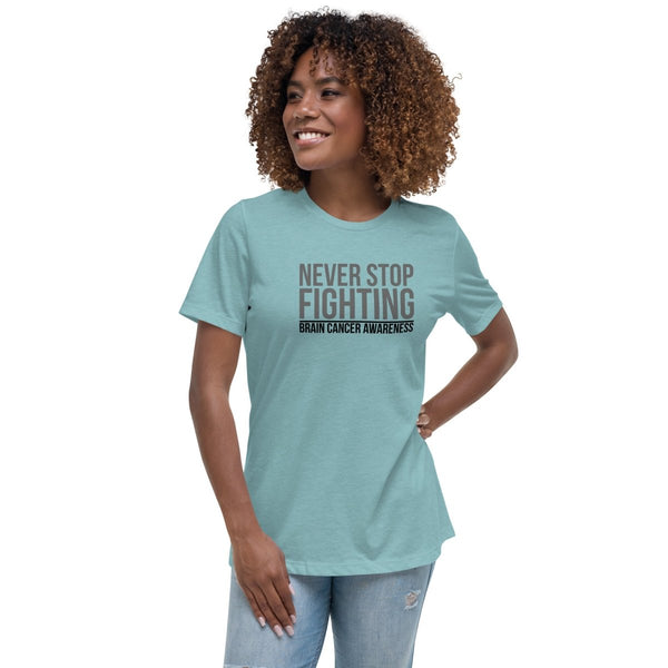 Brain Cancer Women's Never Stop Tee - JohnVsGBMHeather Blue LagoonS