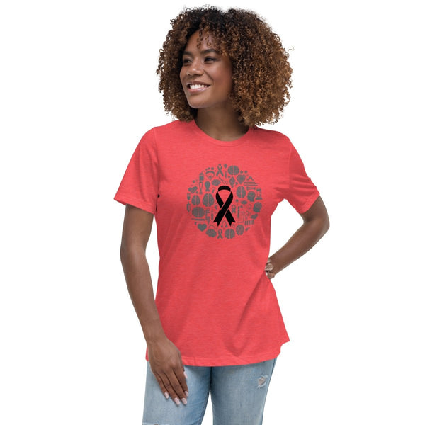 Brain Cancer Women's Ribbon Brain Tee - JohnVsGBMHeather RedS