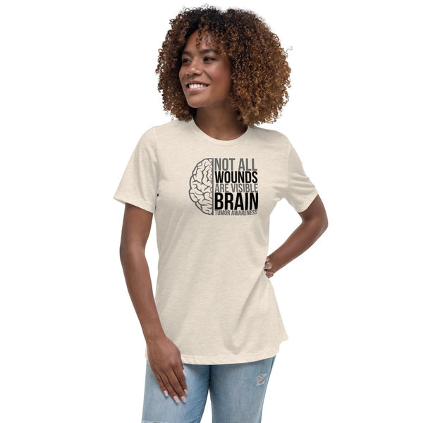 Brain Cancer Women's Wounds Tee - JohnVsGBMHeather Prism NaturalS