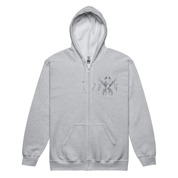 Brain Cancer Zip Up Dream Catcher Hoodie - JohnVsGBMSport GreyS