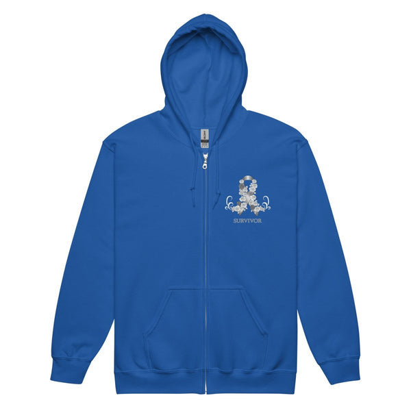 Brain Cancer Zip Up Survivor Hoodie - JohnVsGBMRoyalS