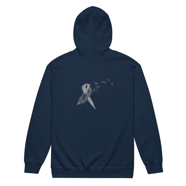 Brain Cancer Zip Up Survivor Hoodie - JohnVsGBMNavyS
