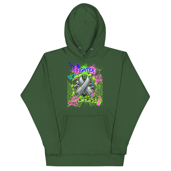 Brain Graffiti Ribbon Hoodie - JohnVsGBMForest GreenS