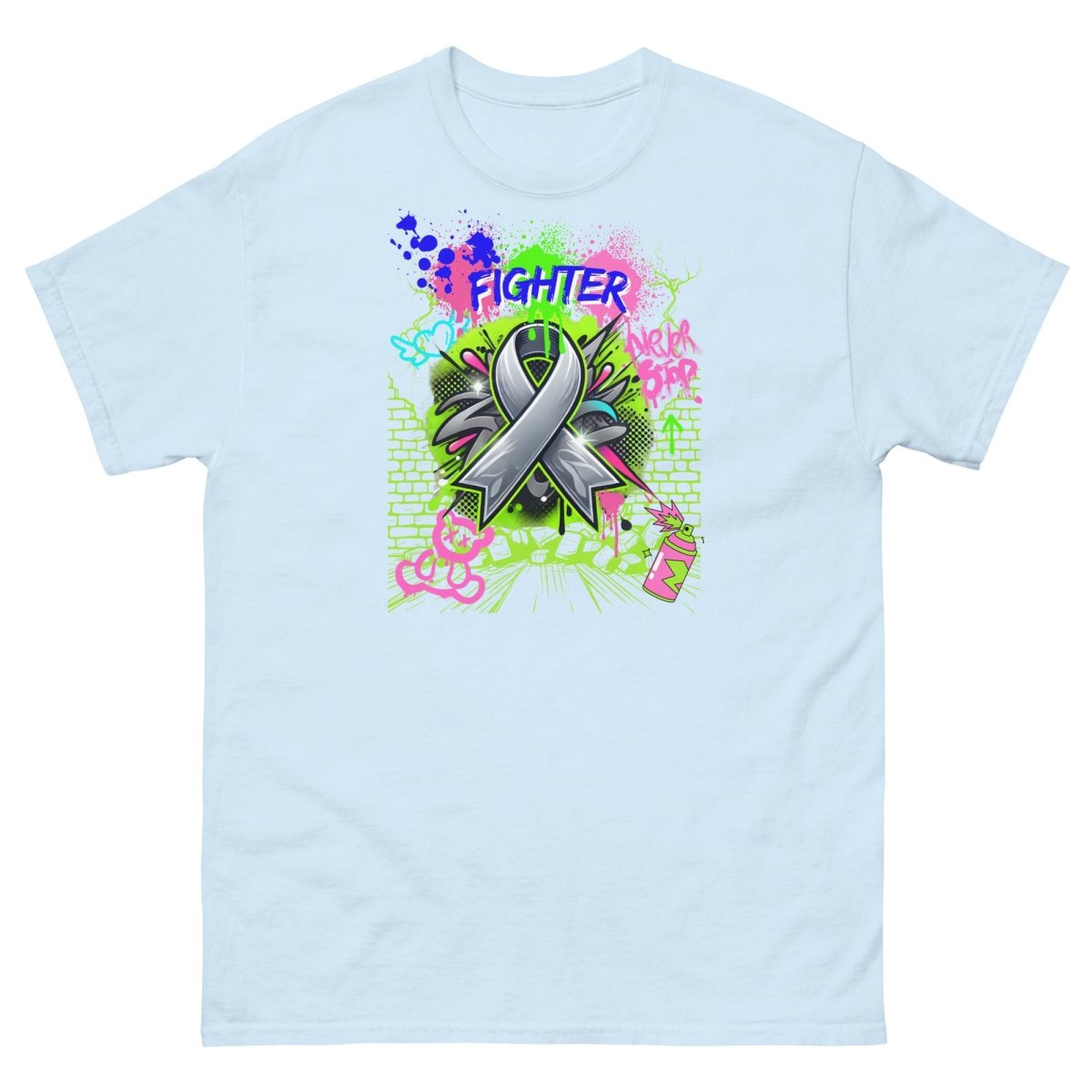 Brain Graffiti Ribbon Tee - JohnVsGBMLight BlueS