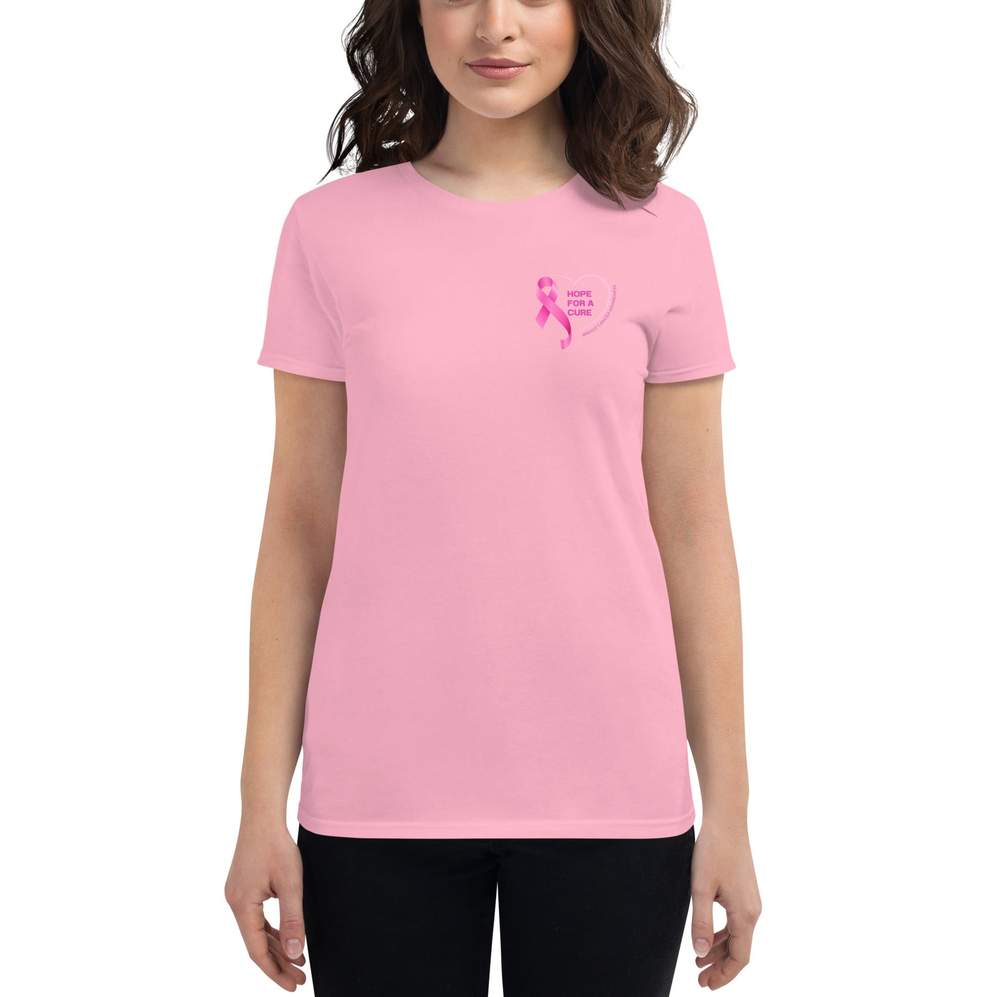 Breast Cancer Awareness Ladies Tee (front/back) - JohnVsGBMBlackS