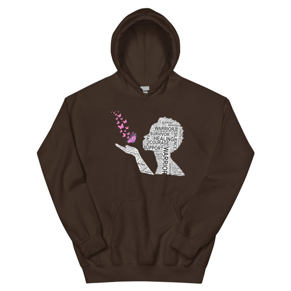 Breast Cancer Butterfly Hoodie - JohnVsGBMDark ChocolateS