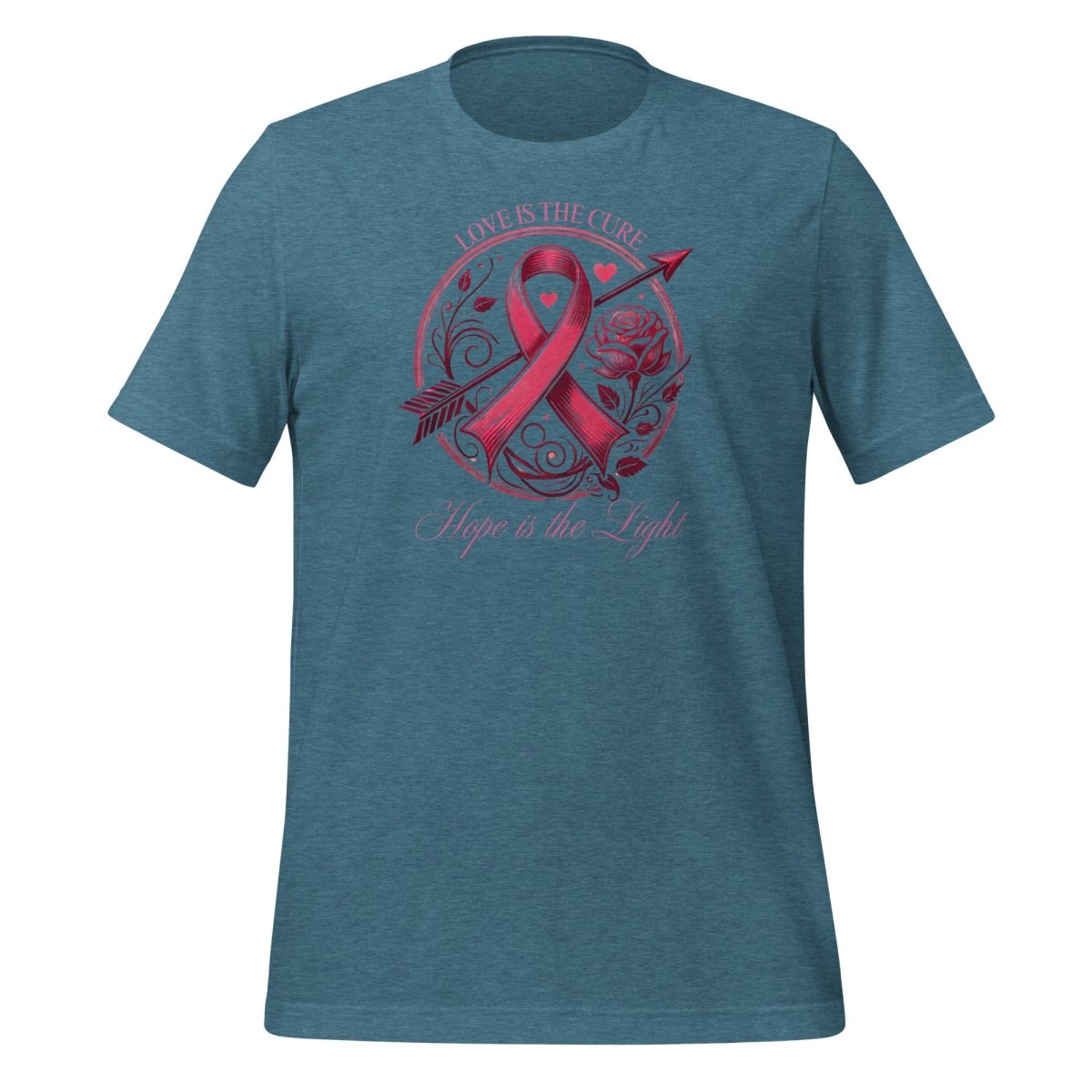 Breast Cancer Cure Love Tee - JohnVsGBMHeather Deep TealS