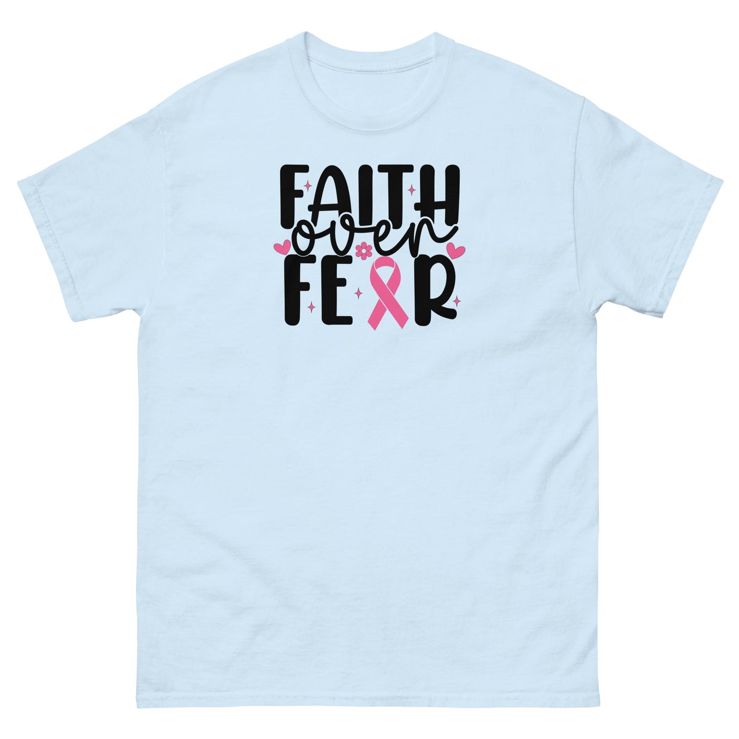 Breast Cancer Faith Fear Tee - JohnVsGBMLight BlueS