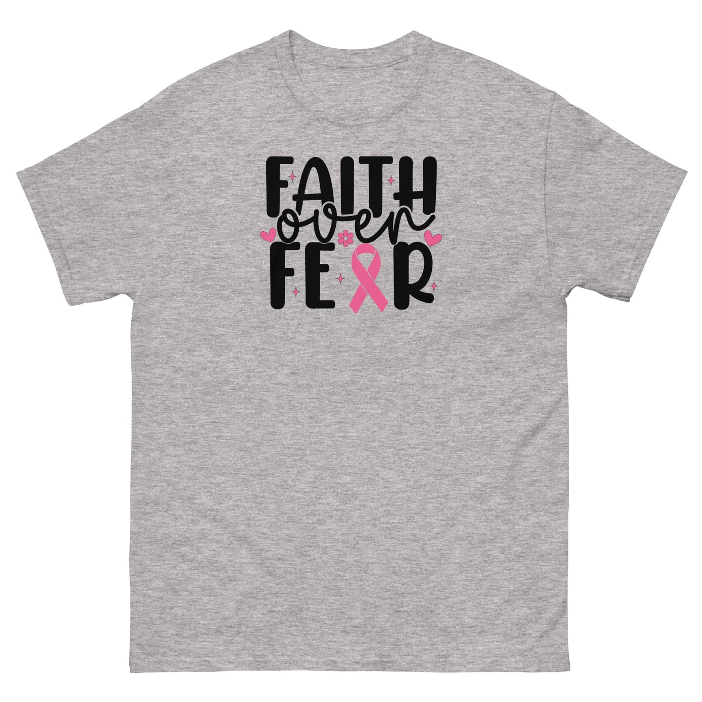 Breast Cancer Faith Fear Tee - JohnVsGBMSport GreyS