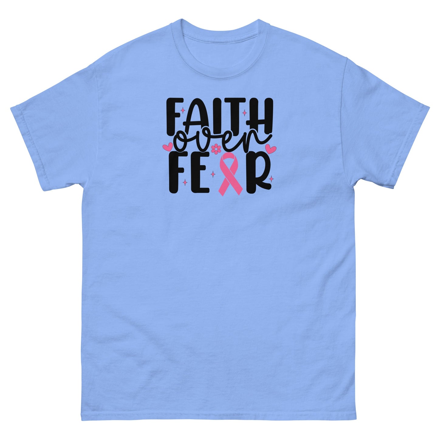 Breast Cancer Faith Fear Tee - JohnVsGBMCarolina BlueS