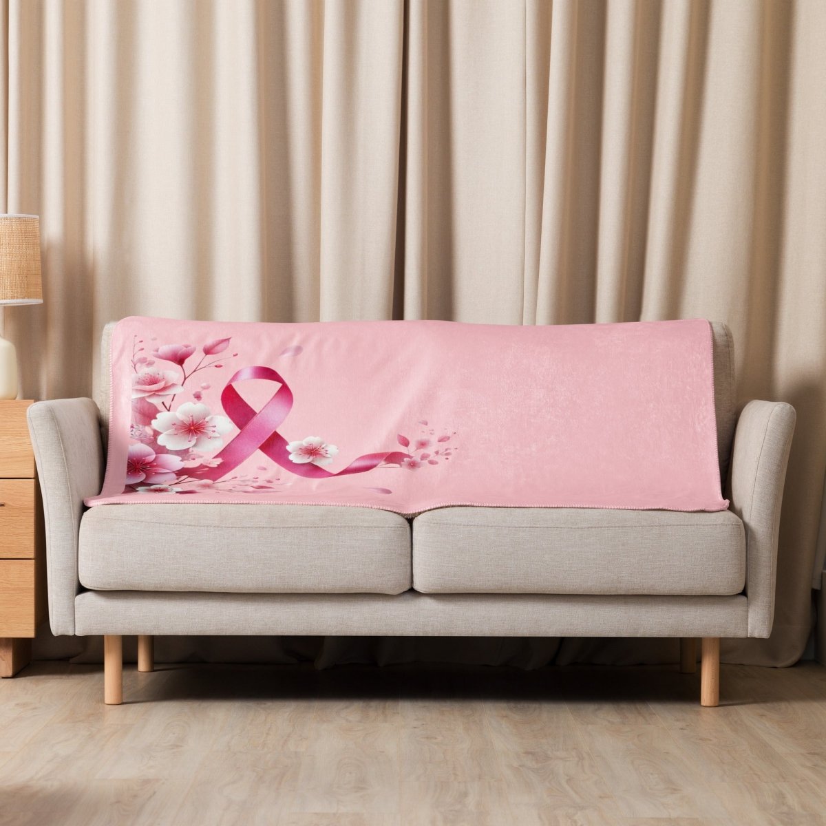 Breast Cancer Flower Sherpa Blanket - JohnVsGBM37″×57″