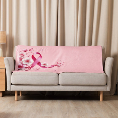 Breast Cancer Flower Sherpa Blanket - JohnVsGBM37″×57″