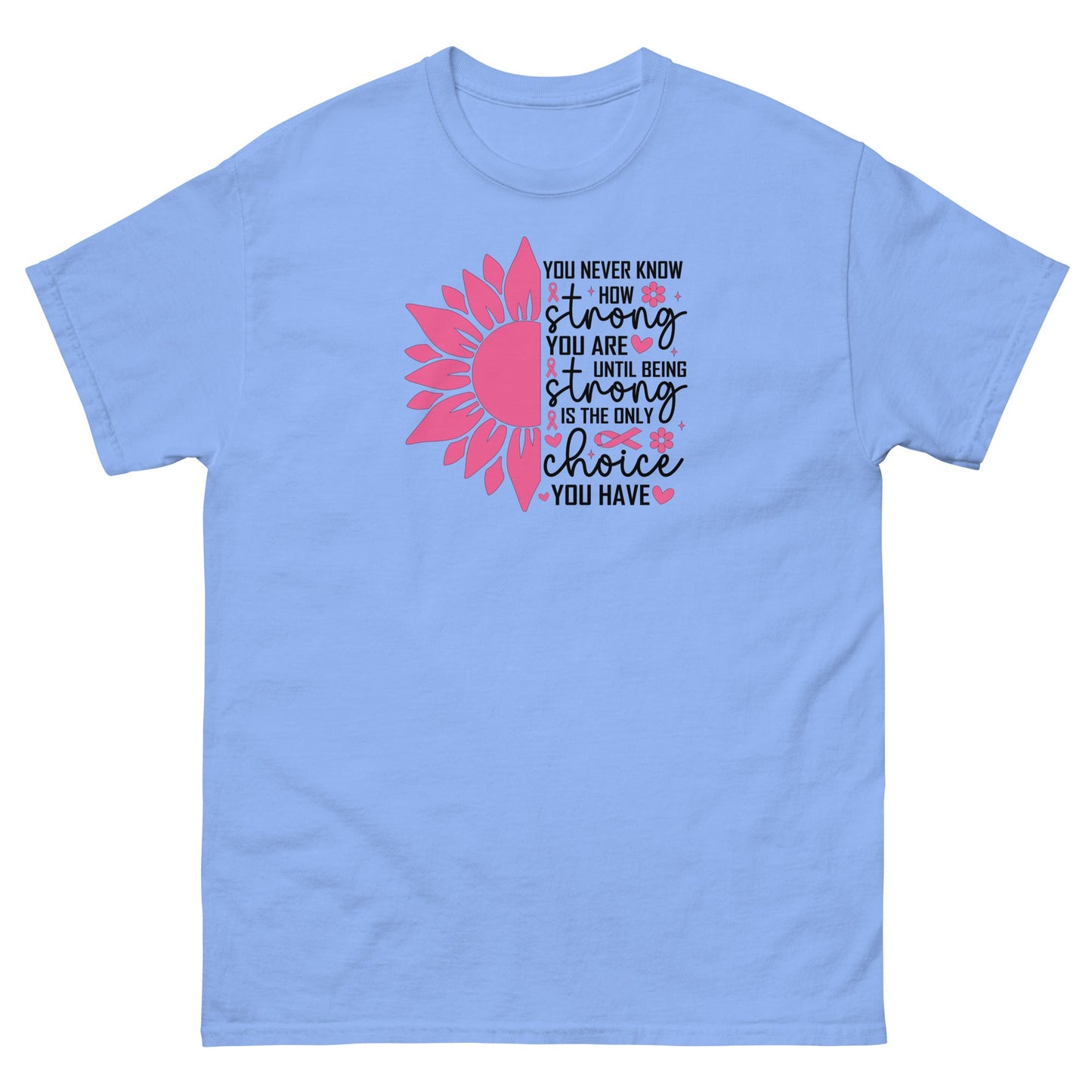 Breast Cancer Flower Tee - JohnVsGBMCarolina BlueS