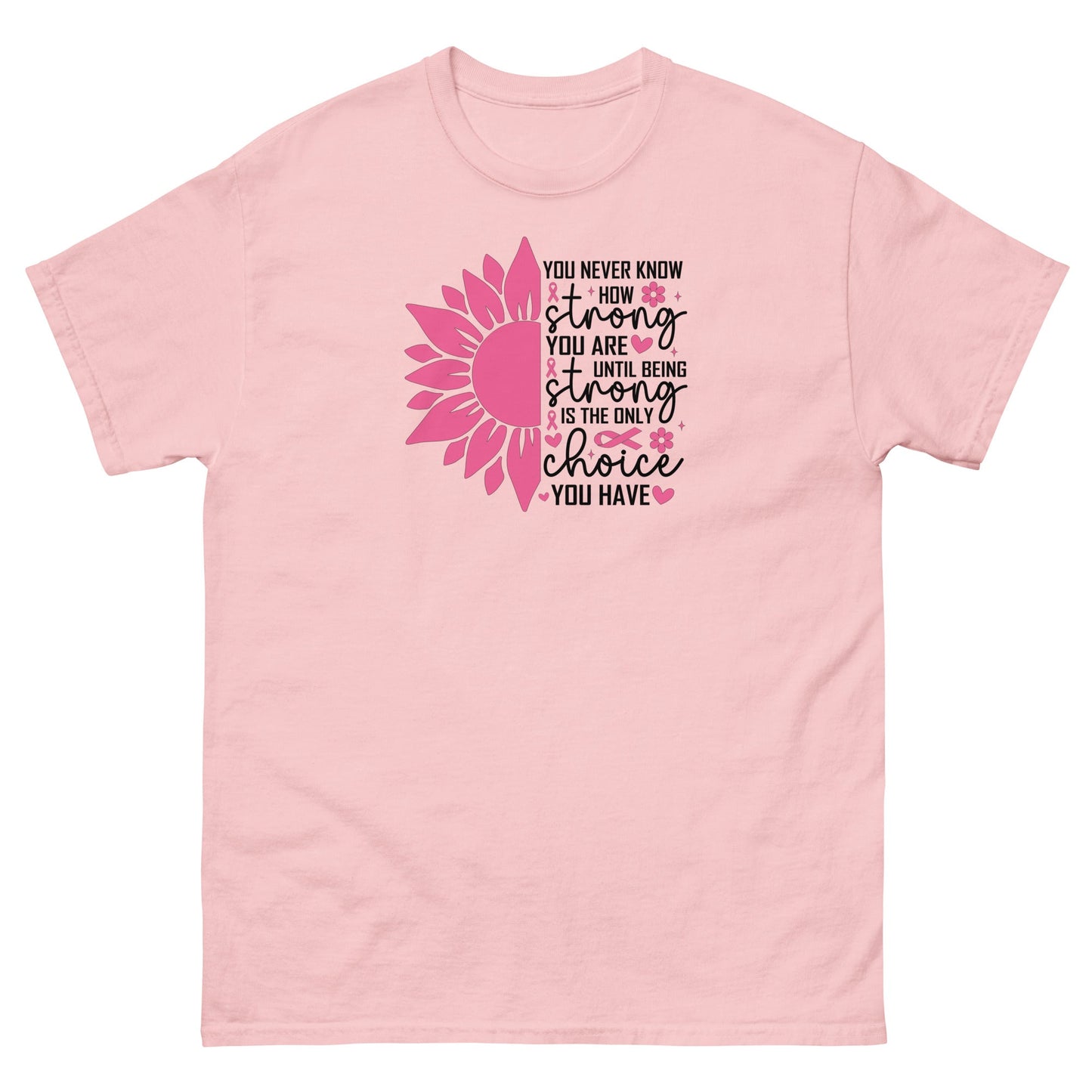 Breast Cancer Flower Tee - JohnVsGBMLight PinkS