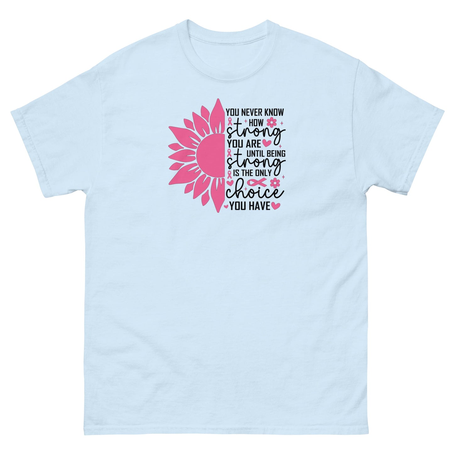 Breast Cancer Flower Tee - JohnVsGBMLight BlueS