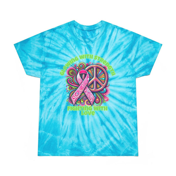 Breast Cancer Glowing Tie - Dye Tee - JohnVsGBMTurquoiseS