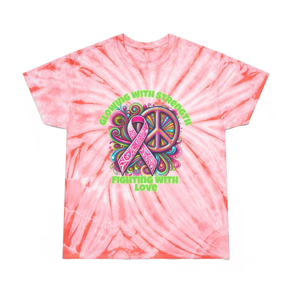 Breast Cancer Glowing Tie - Dye Tee - JohnVsGBMCoralS