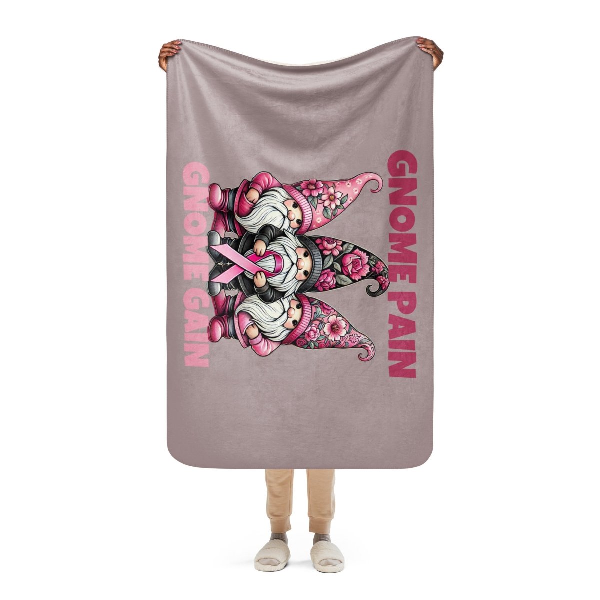 Breast Cancer Gnome Sherpa Blanket - JohnVsGBM37″×57″