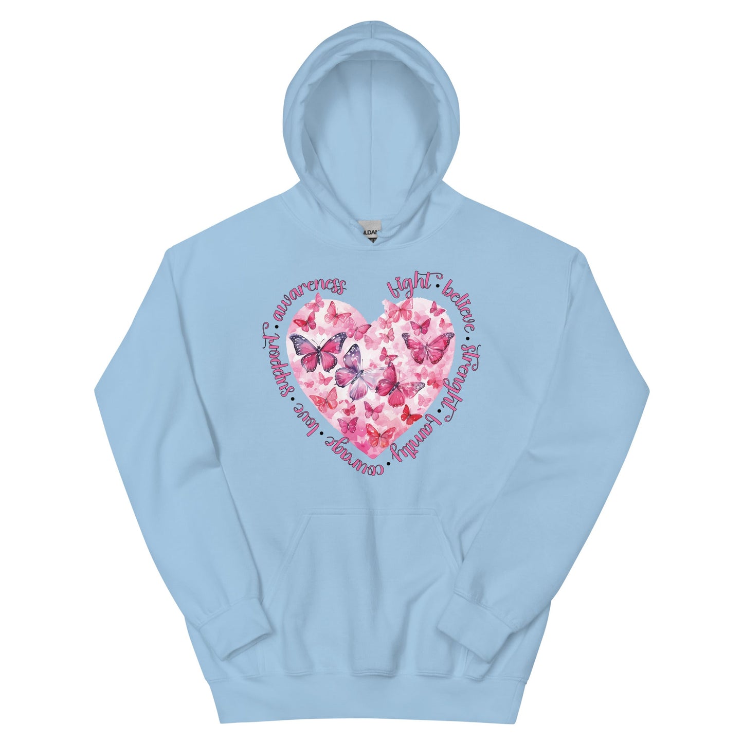 Breast Cancer Heart Hoodie - JohnVsGBMLight BlueS