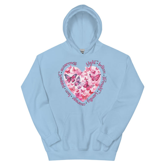 Breast Cancer Heart Hoodie - JohnVsGBMLight BlueS