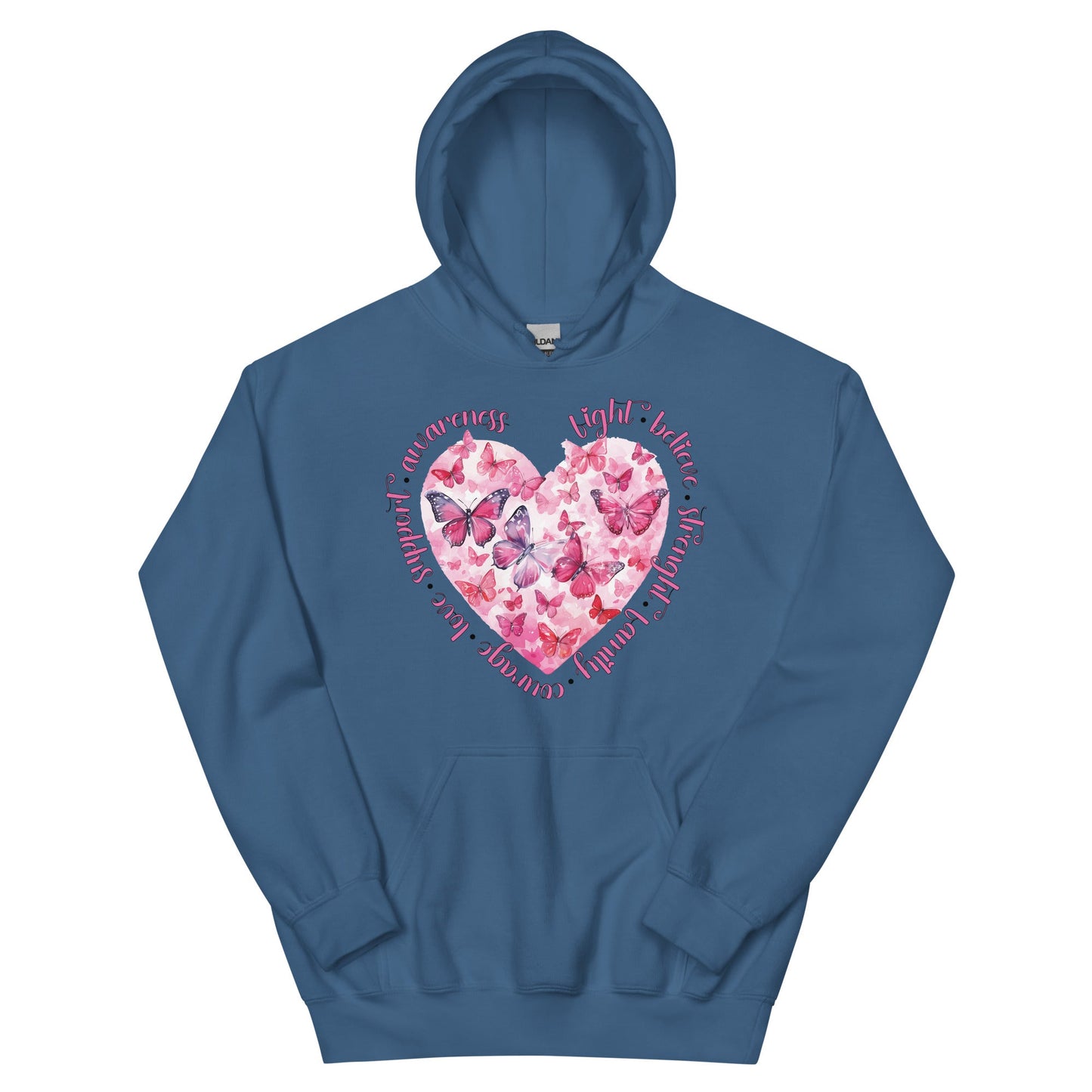 Breast Cancer Heart Hoodie - JohnVsGBMIndigo BlueS