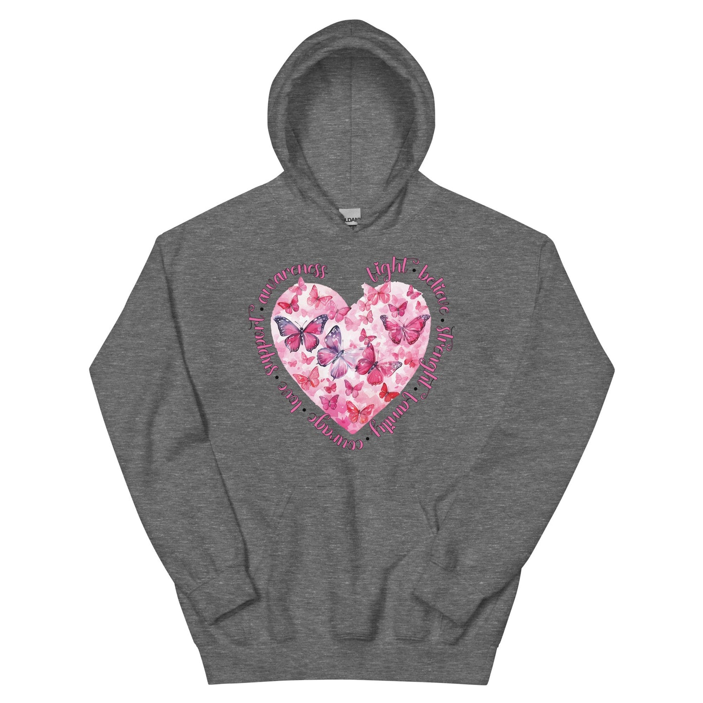 Breast Cancer Heart Hoodie - JohnVsGBMGraphite HeatherS