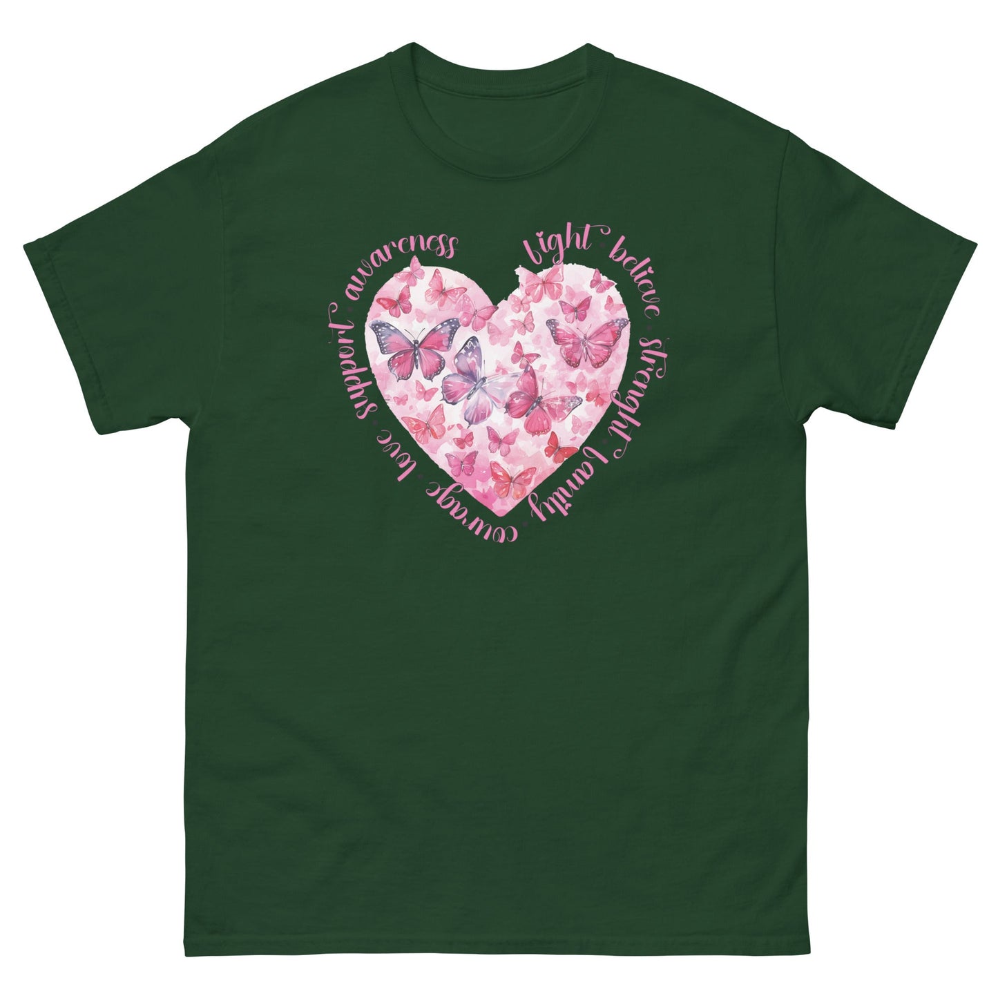 Breast Cancer Heart Tee - JohnVsGBMForest GreenS