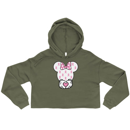 Breast Cancer Mouse Crop Hoodie - JohnVsGBMMilitary GreenS