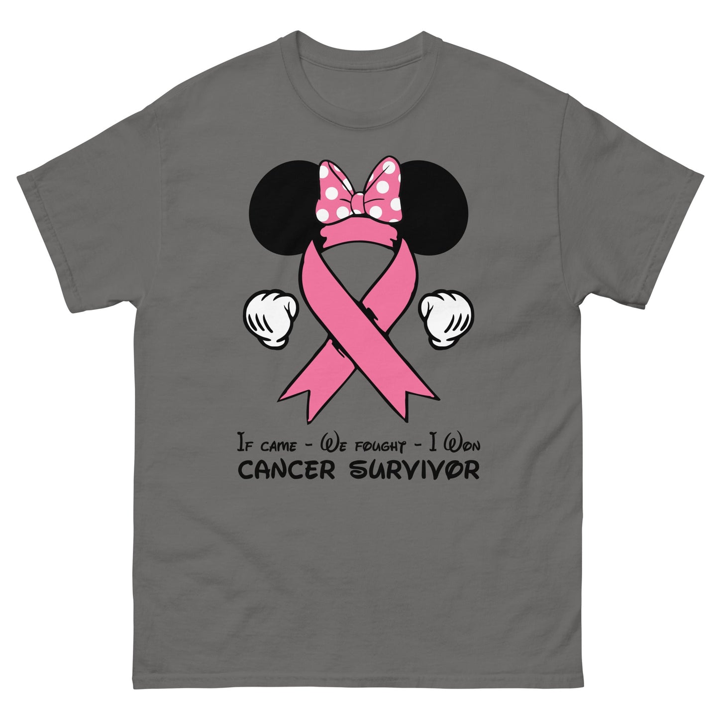 Breast Cancer Mouse Dot Bow Tee - JohnVsGBMCharcoalS