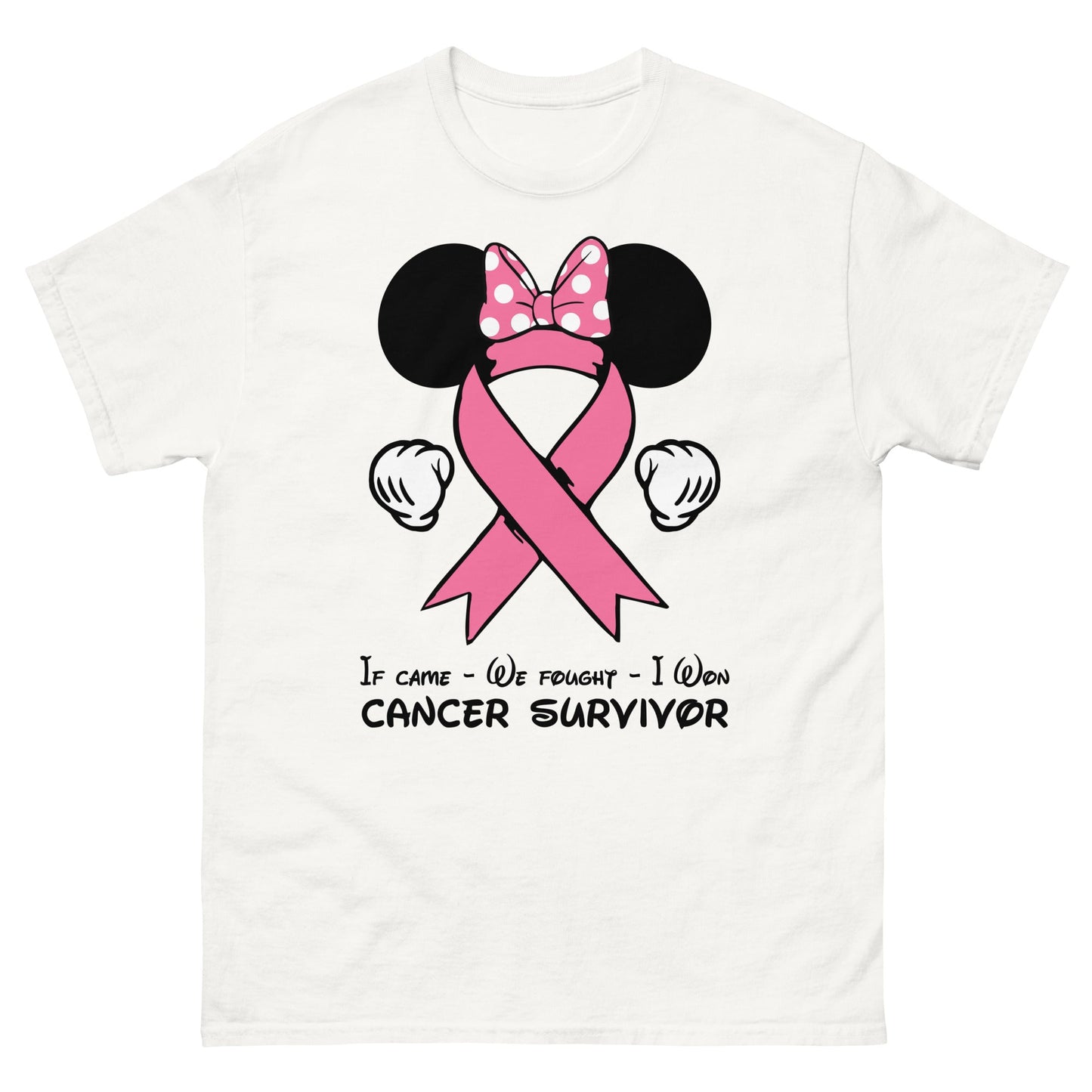 Breast Cancer Mouse Dot Bow Tee - JohnVsGBMWhiteS